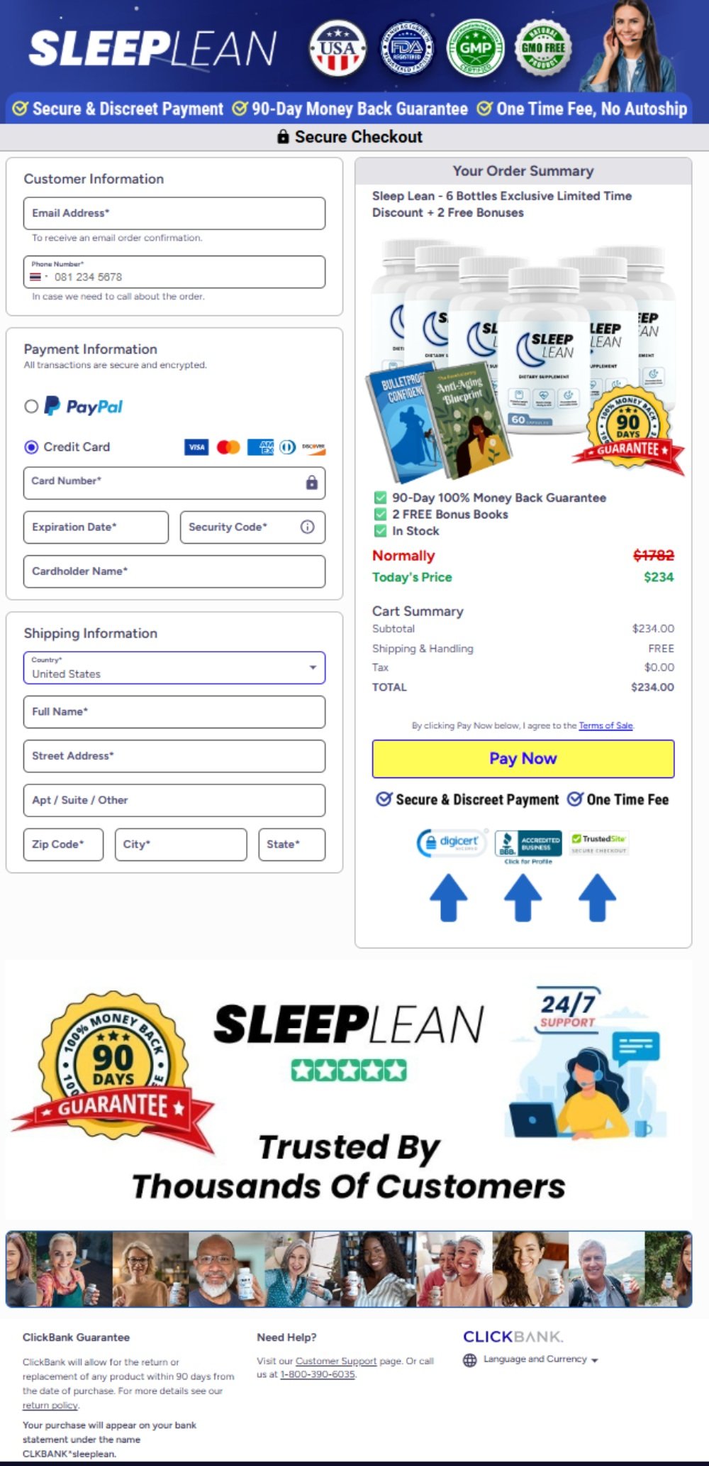 SleepLean Official Website Secure Order Page